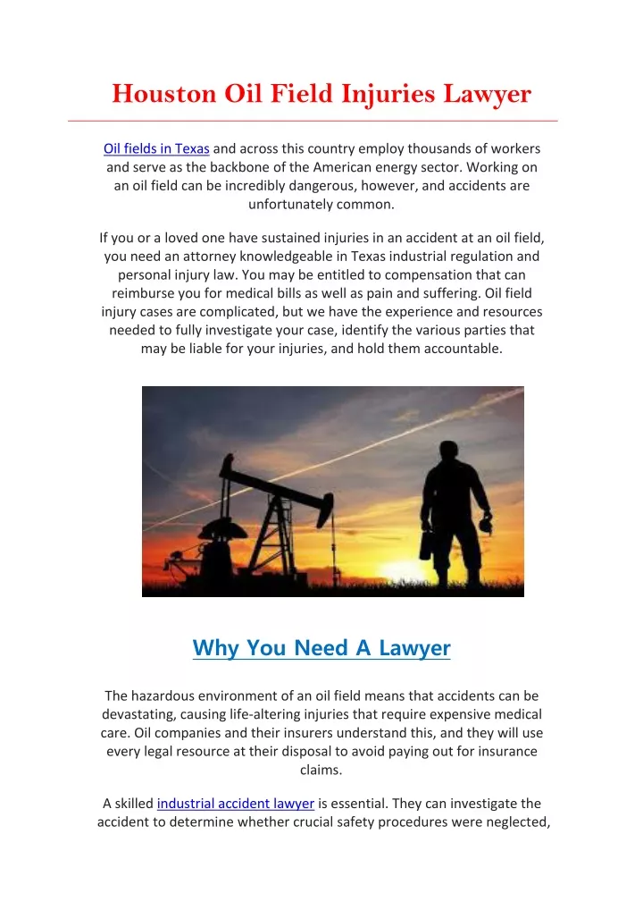 houston oil field injuries lawyer