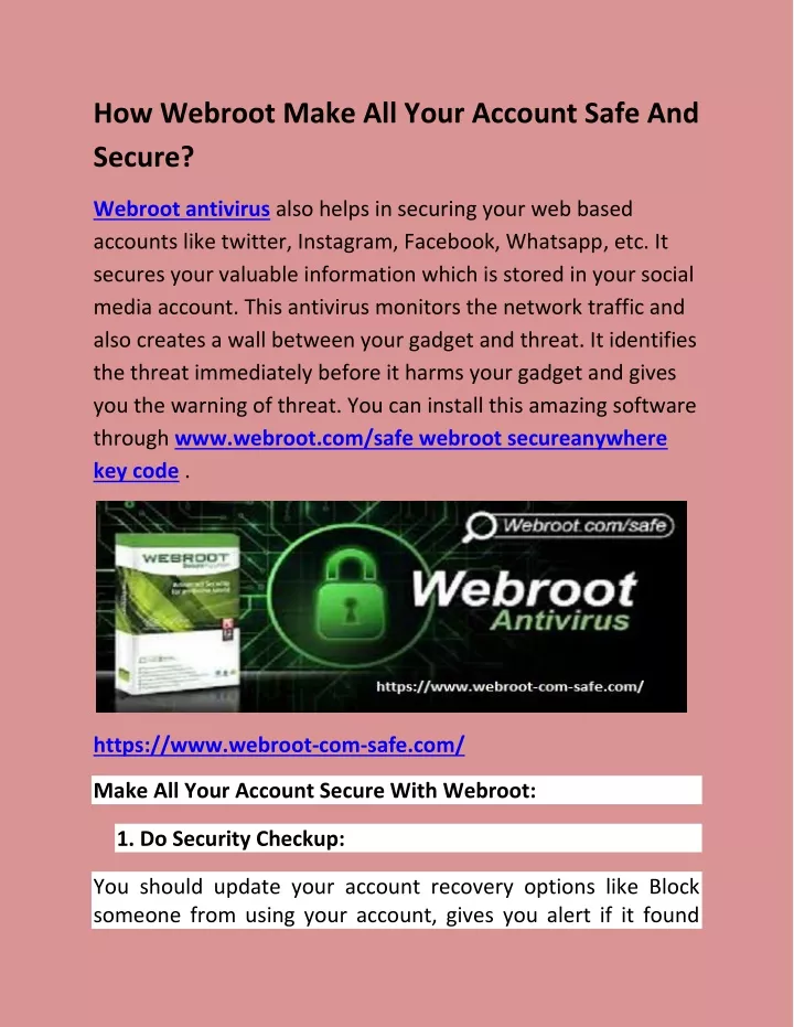 how webroot make all your account safe and secure