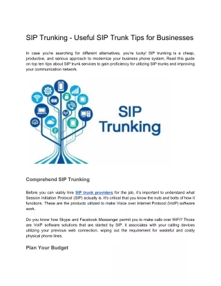 Useful SIP Trunk Tips for Businesses