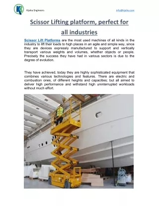 Scissor Lifting platform, perfect for all industries