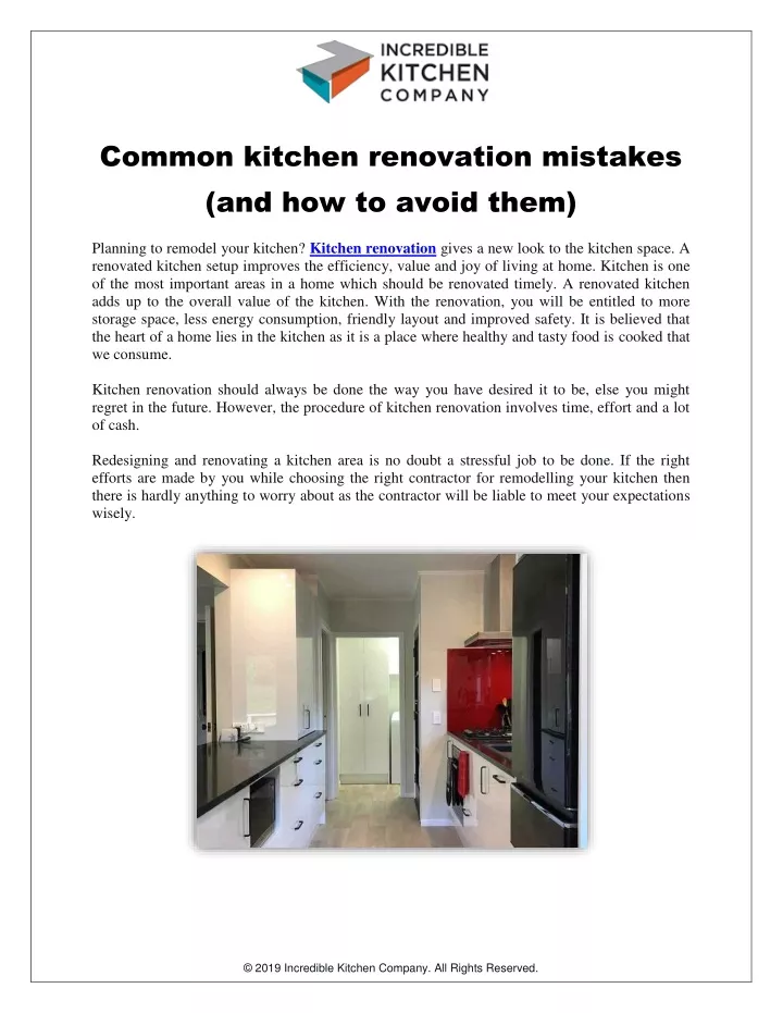 common kitchen renovation mistakes