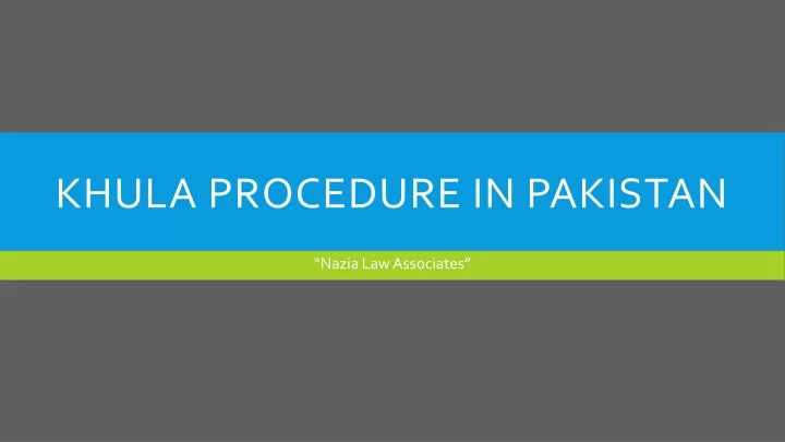 khula procedure in pakistan