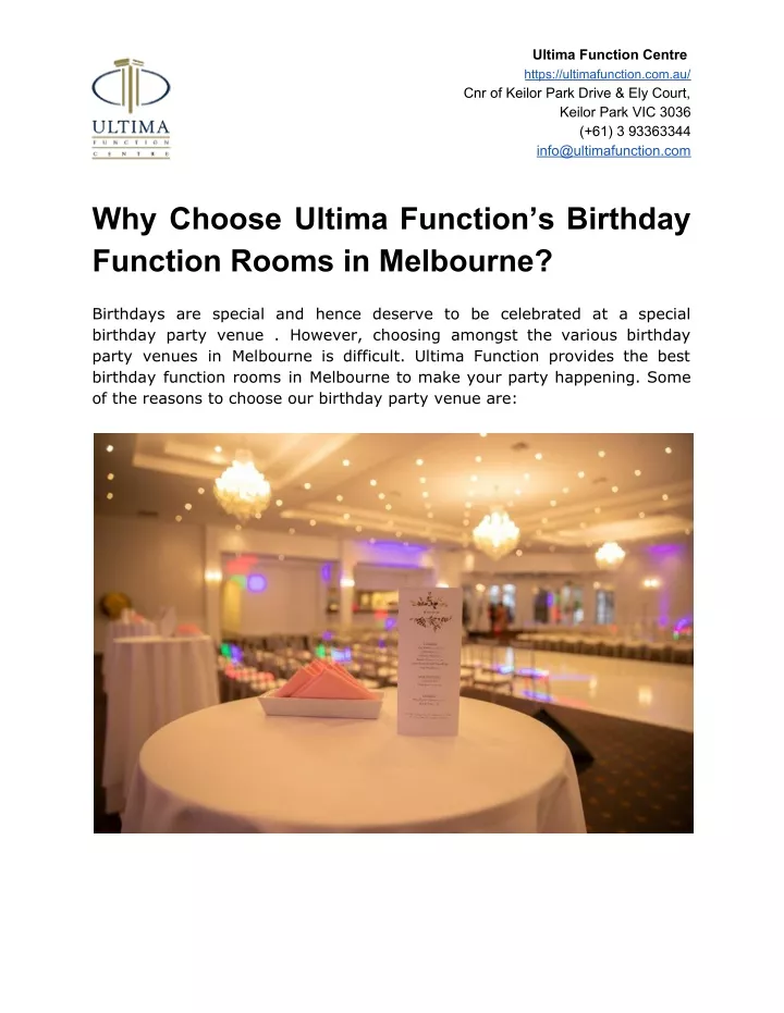 ultima function centre
