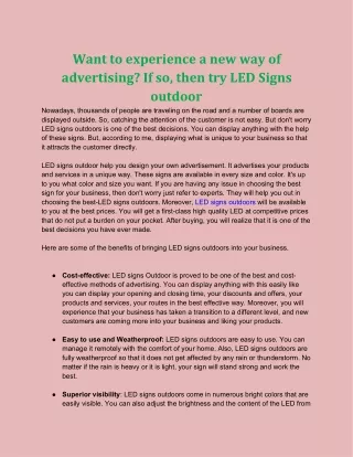 want to experience a new way of advertising