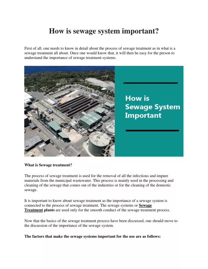 how is sewage system important