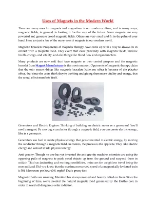 uses of magnets in the modern world