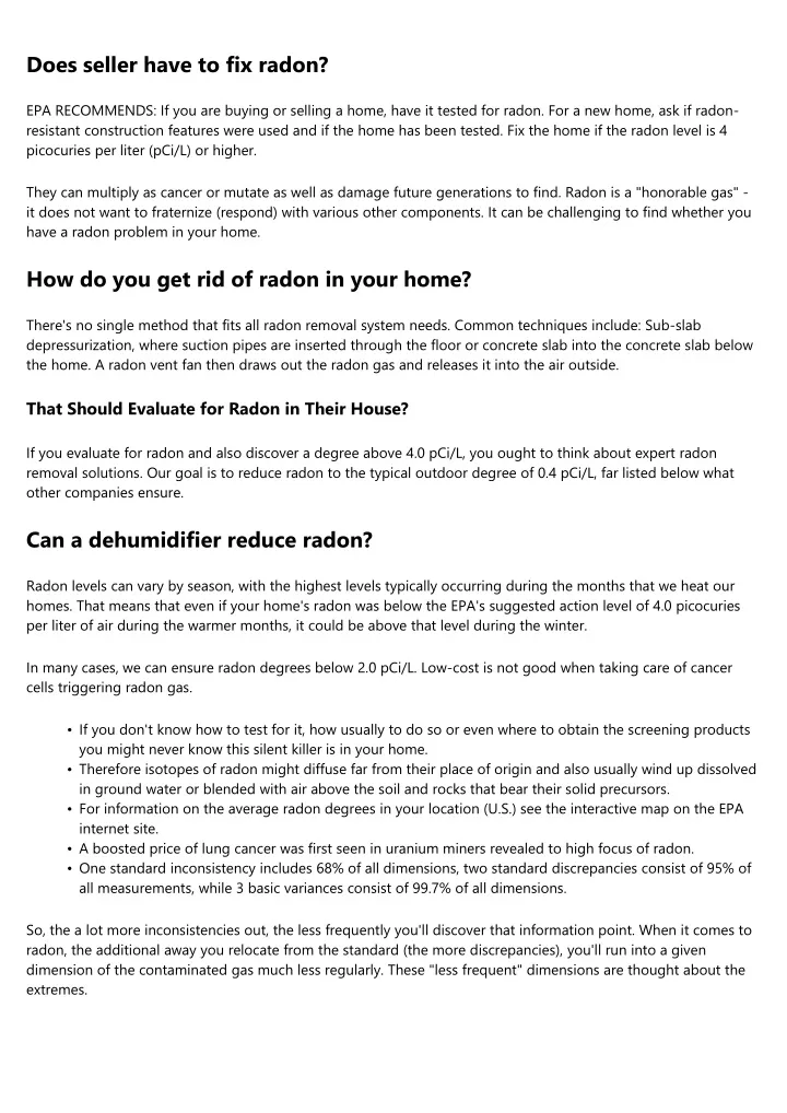 does seller have to fix radon