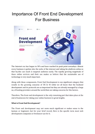 Importance Of Front End Development For Business