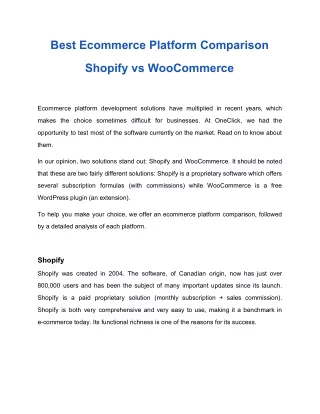 best ecommerce platform comparison