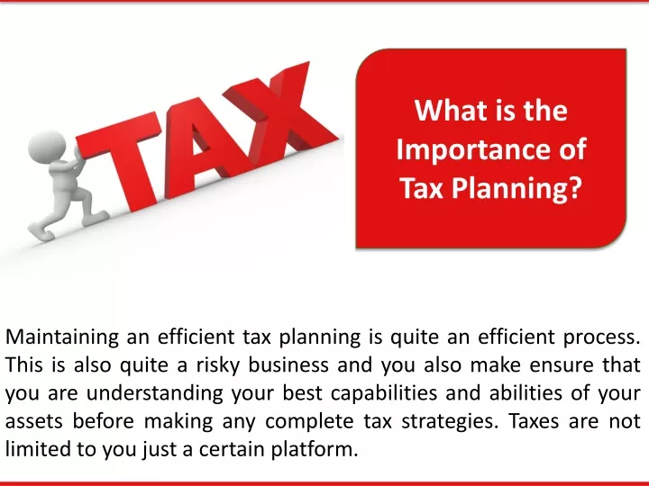 what is the importance of tax planning