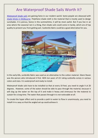 are waterproof shade sails worth it