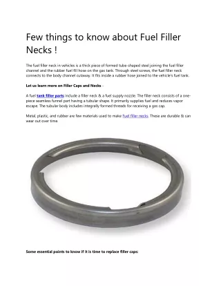 few things to know about fuel filler necks