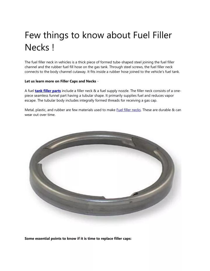 few things to know about fuel filler necks