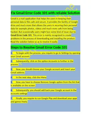 fix gmail error code 101 with reliable solution