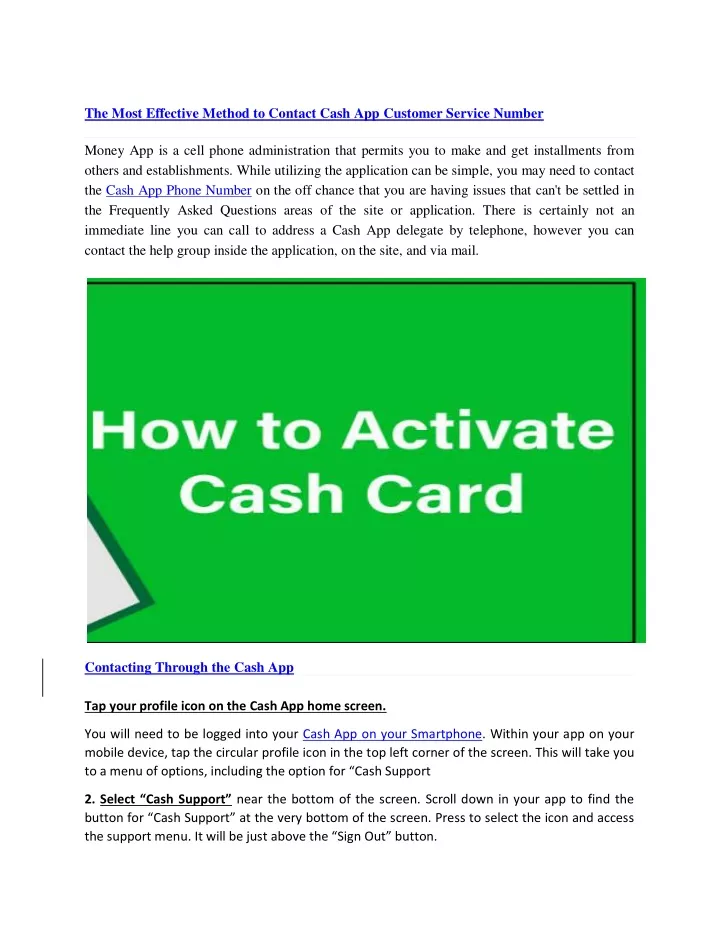 the most effective method to contact cash