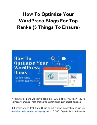 how to optimize your wordpress blogs