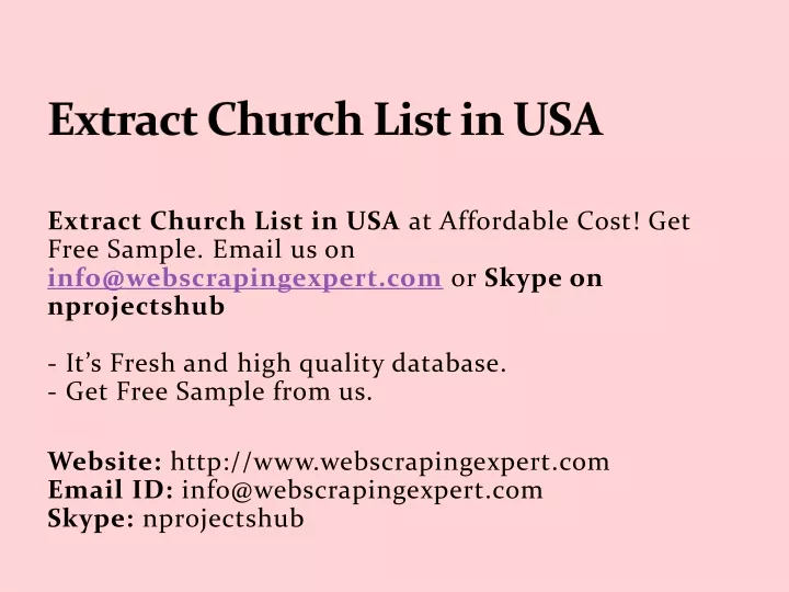 extract church list in usa