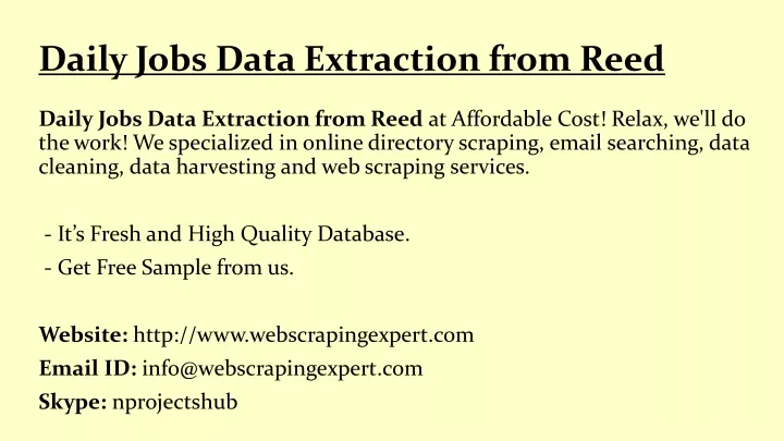 daily jobs data extraction from reed
