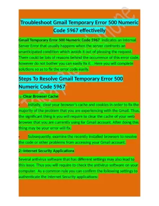 Call - 1-800-316-3088 How To Resolve Gmail Temporary Error 500 Numeric Code 5967