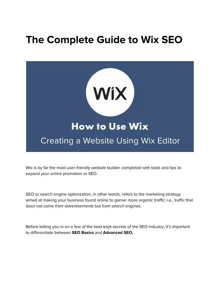 the complete guide to wix seo