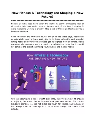 how fitness technology are shaping a new future