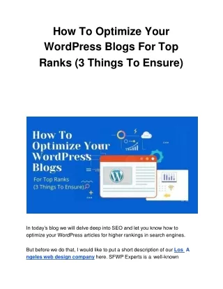 how to optimize your wordpress blogs for top ranks 3 things to ensure