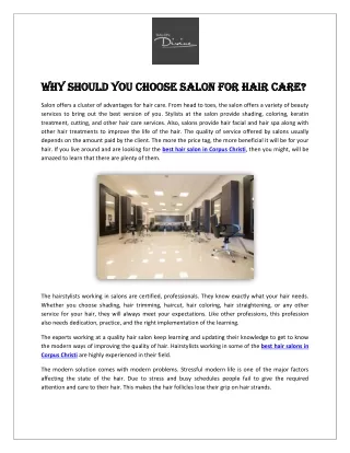 Why Should You Choose Salon for Hair Care?
