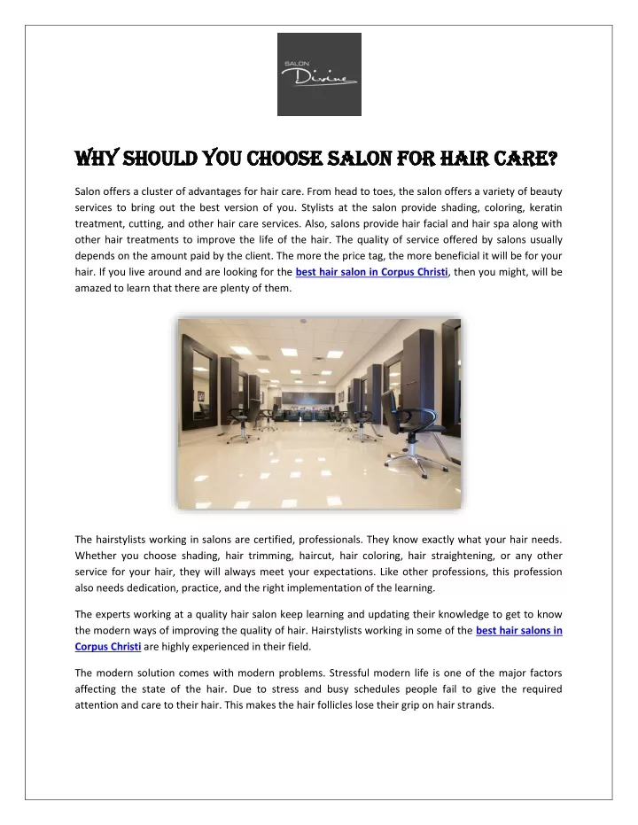 why should you choose salon for hair care