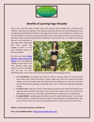 Benefits of Learning Yoga Virtually
