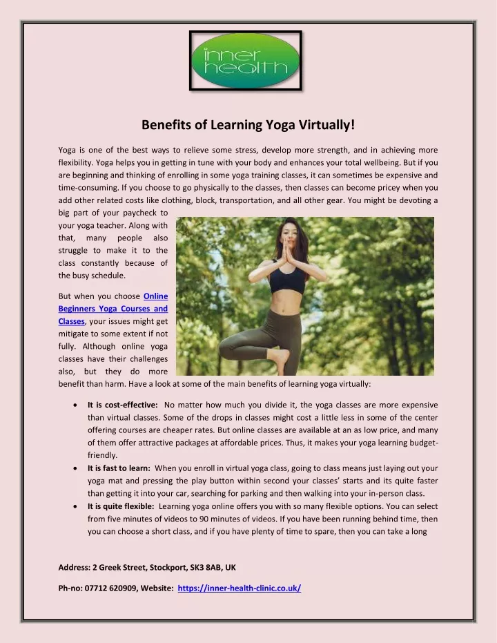 benefits of learning yoga virtually