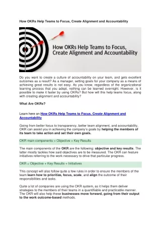 how okrs help teams to focus create alignment