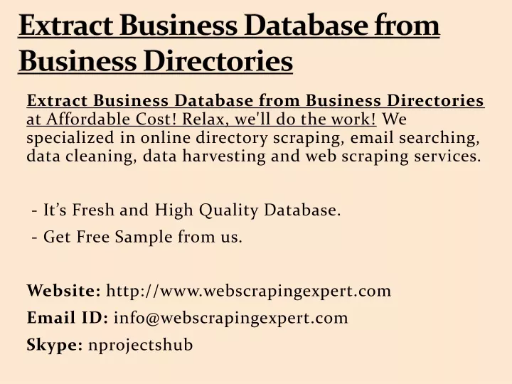 extract business database from business directories