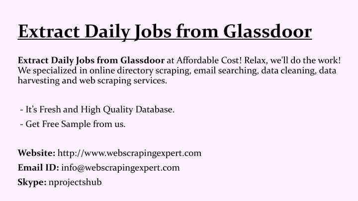 extract daily jobs from glassdoor