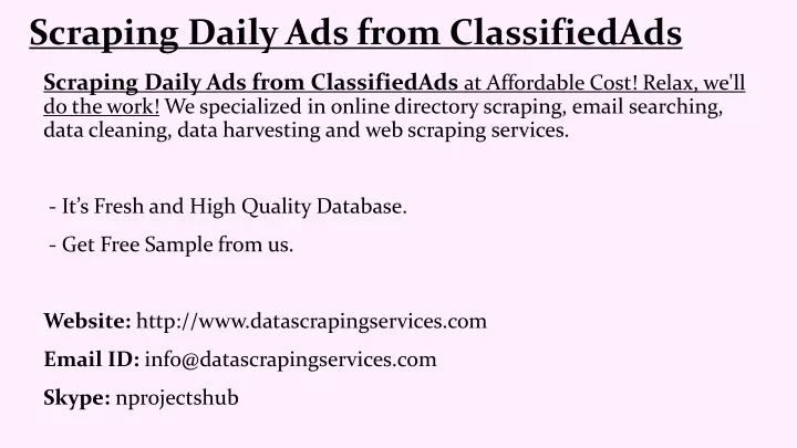 scraping daily ads from classifiedads