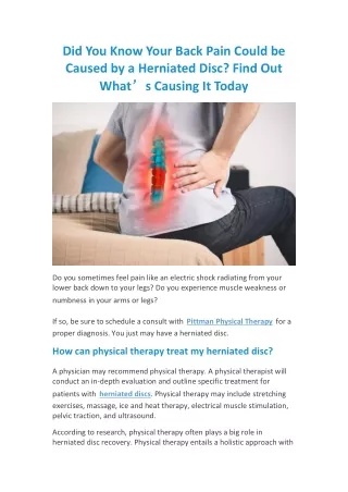 Did You Know Your Back Pain Could be Caused by a Herniated Disc? Find Out What’s Causing It Today