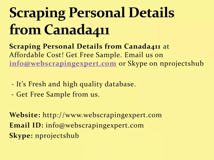 scraping personal details from canada411