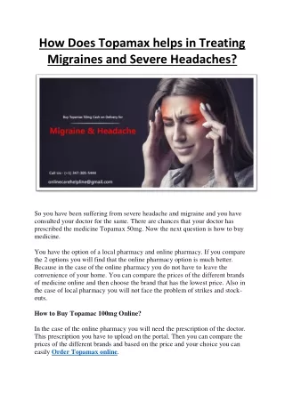 How Does Topamax helps in Treating Migraines and Severe Headaches?