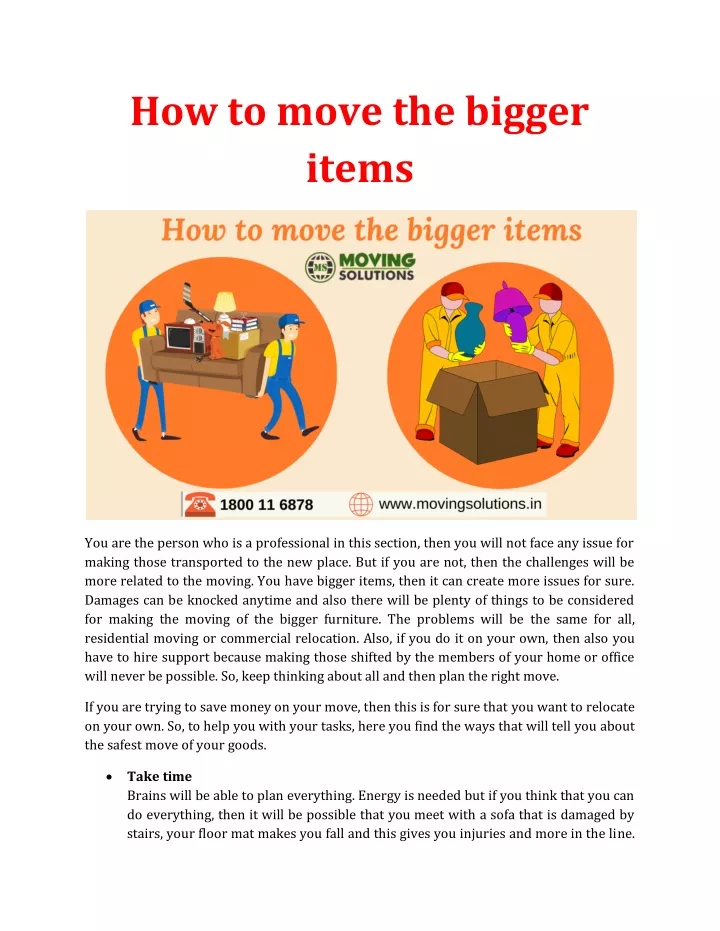 how to move the bigger items