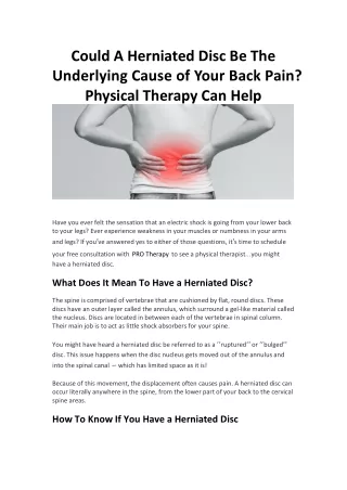 could a herniated disc be the underlying cause