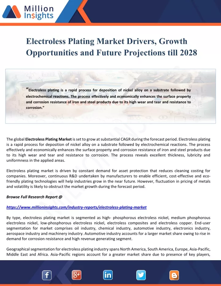 electroless plating market drivers growth