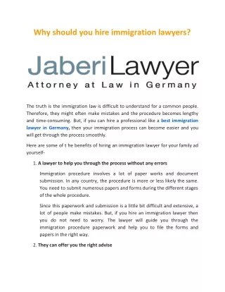 Why should you hire immigration lawyers?