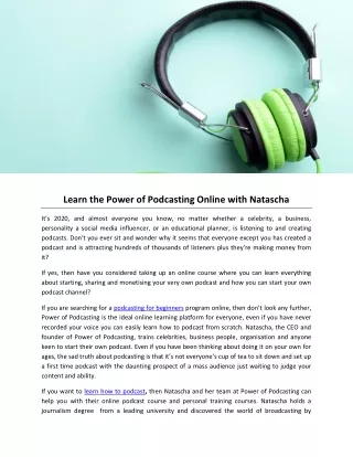 Learn the Power of Podcasting Online with Natascha