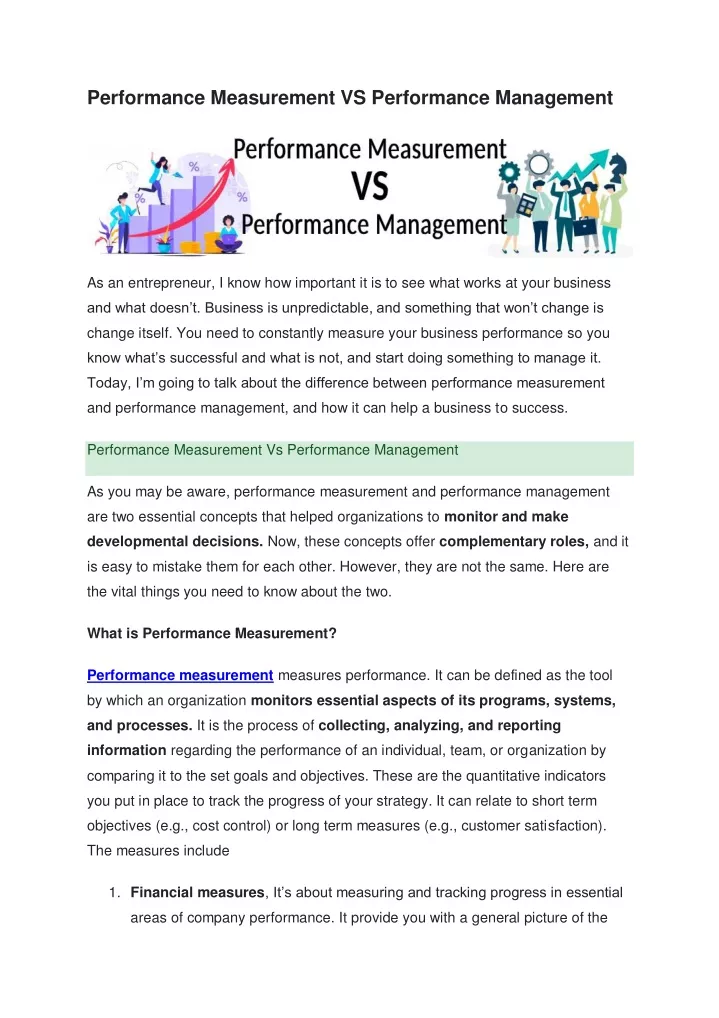 performance measurement vs performance management