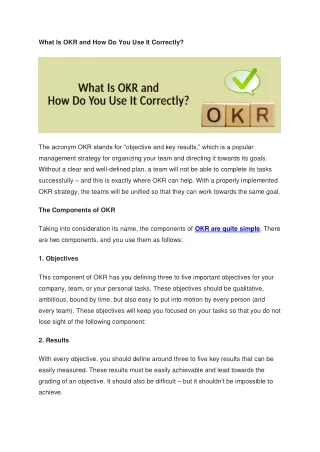 what is okr and how do you use it correctly