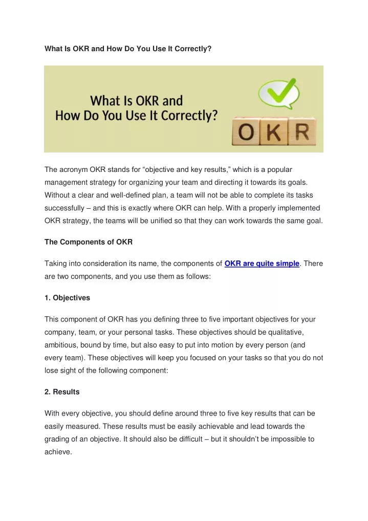 what is okr and how do you use it correctly
