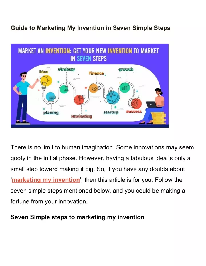 guide to marketing my invention in seven simple