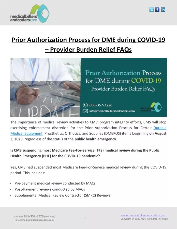 prior authorization process for dme during covid