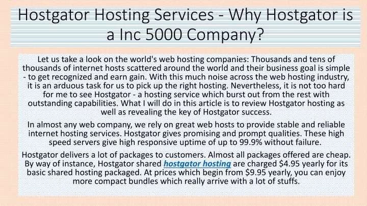 hostgator hosting services why hostgator is a inc 5000 company