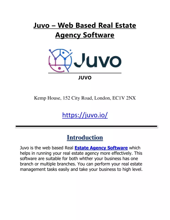 juvo web based real estate agency software