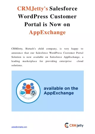 crmjetty s salesforce wordpress customer portal is now on appexchange